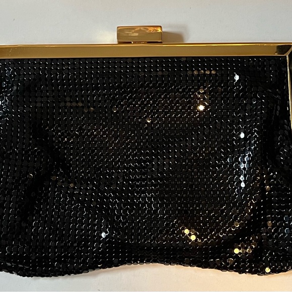 Vintage Shiny Black Metal Mesh KISS Lock Clutch Evening Purse/Bag/Clutch  60-70s - Picture 4 of 6